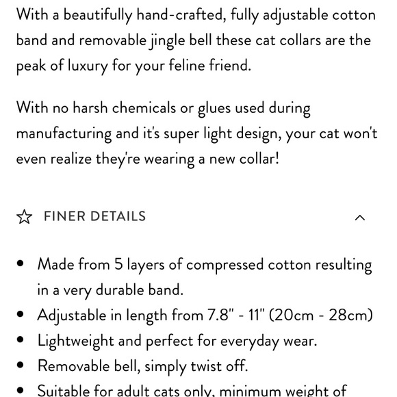 NWT PAWSOME COUTURE Cat Collar- Cotton - Picture 4 of 4